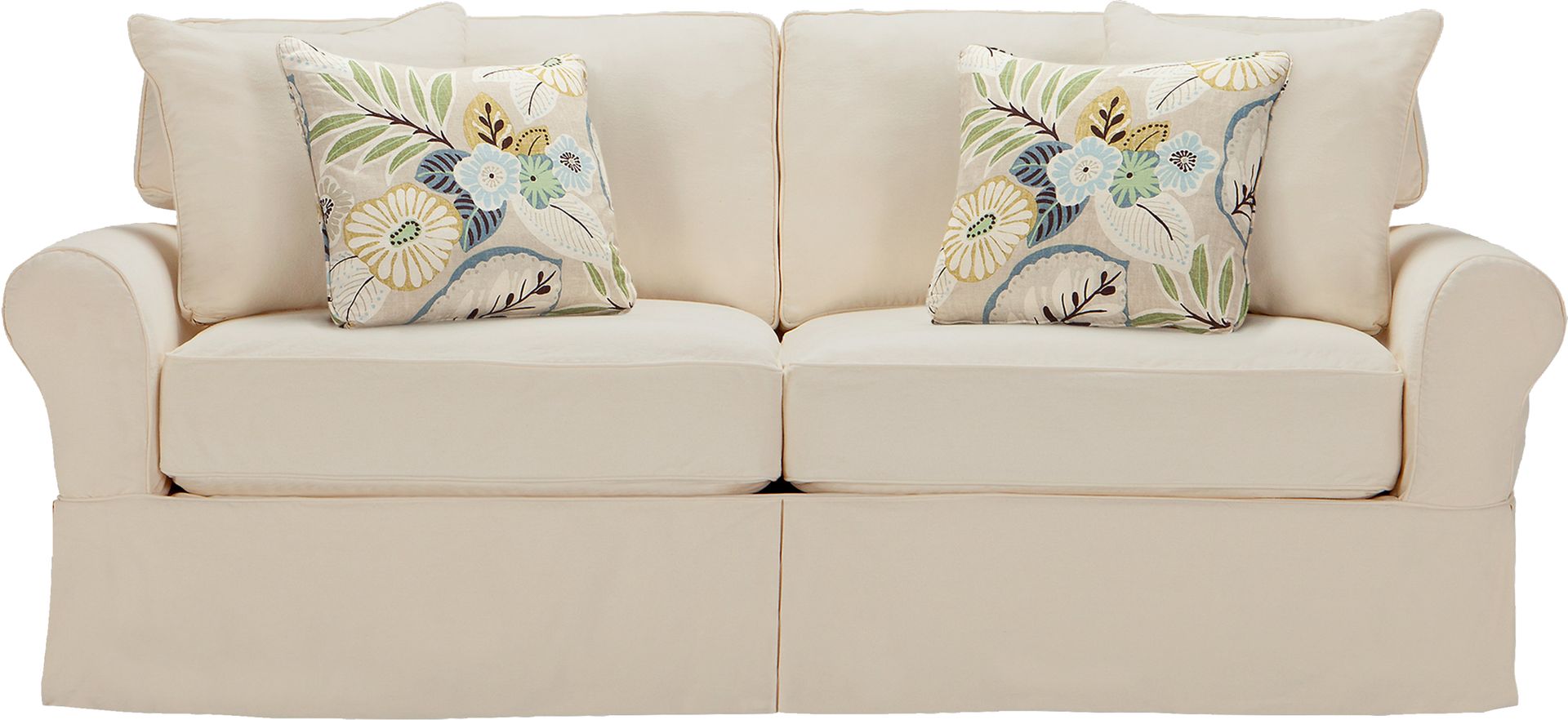 Cindy Crawford Beachside Natural Beige,White Cotton Fabric Sofa
